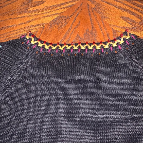 Arriviste Vintage Beaded Embroidered Cat Dog Animals Birds Sweater Small Zip Up - Picture 15 of 17